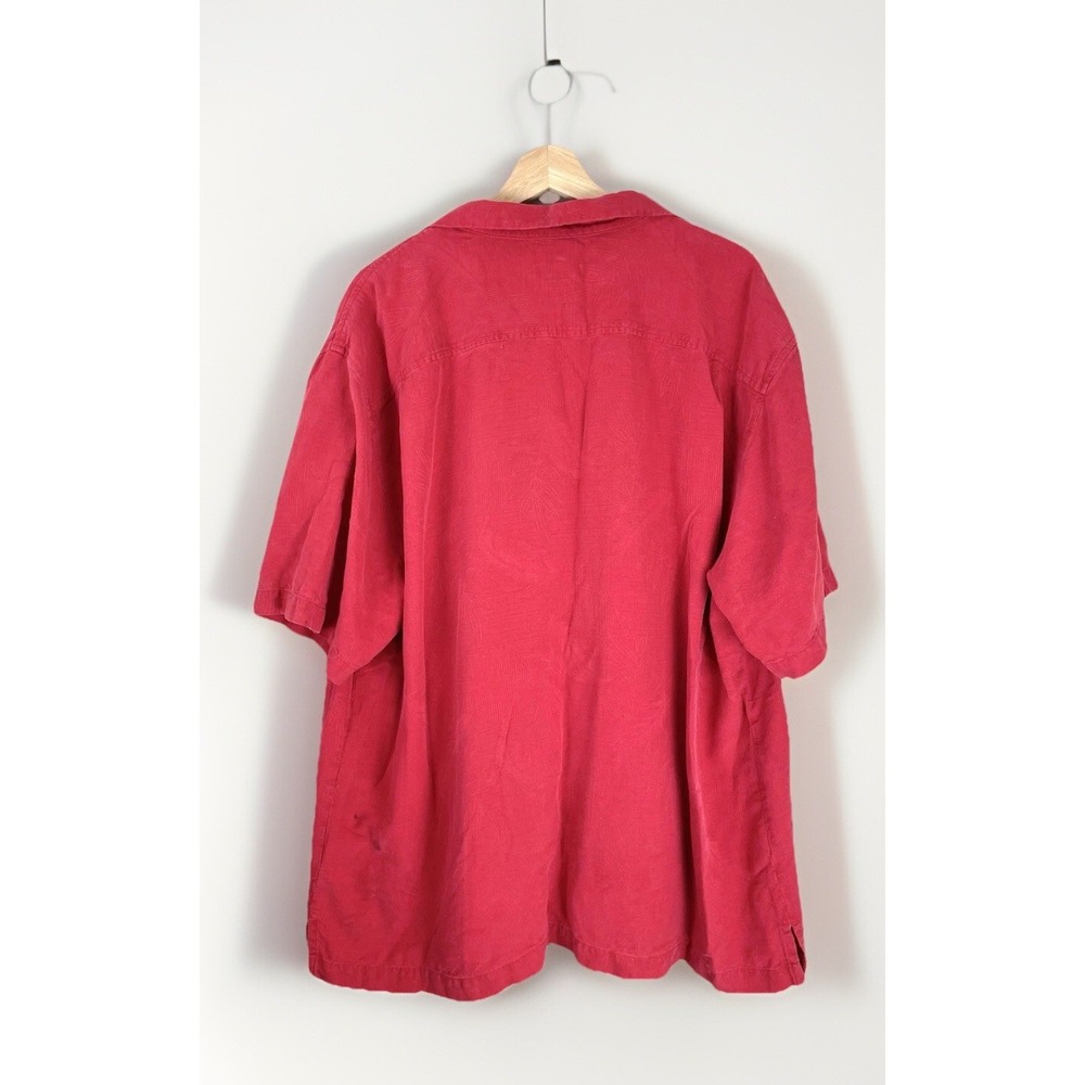 Tommy Bahama Shirt Mens XXL Bright Red Embossed Silk Button Up Soft - Picture 2 of 5